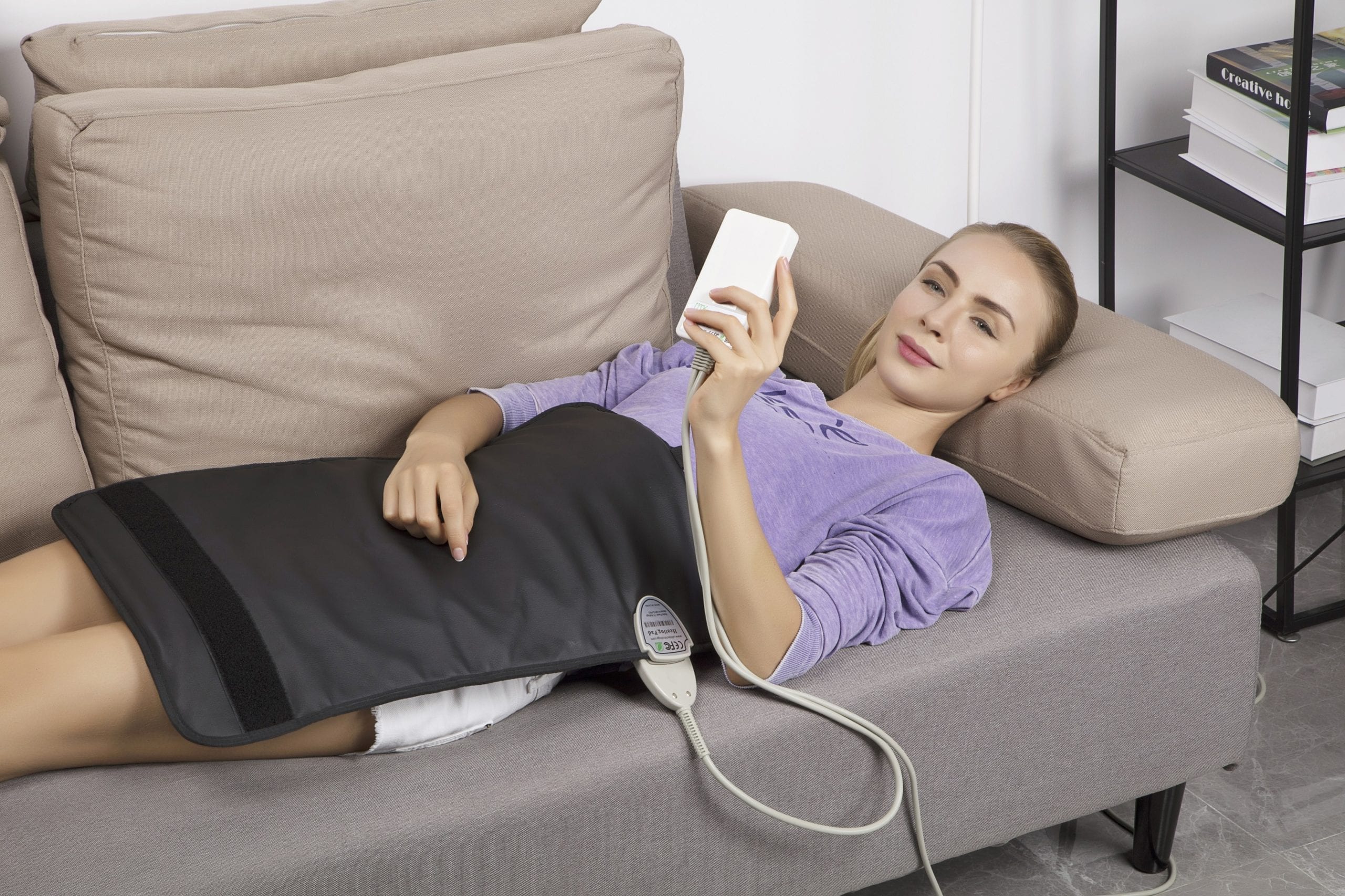 lay down couch stomach heat pad